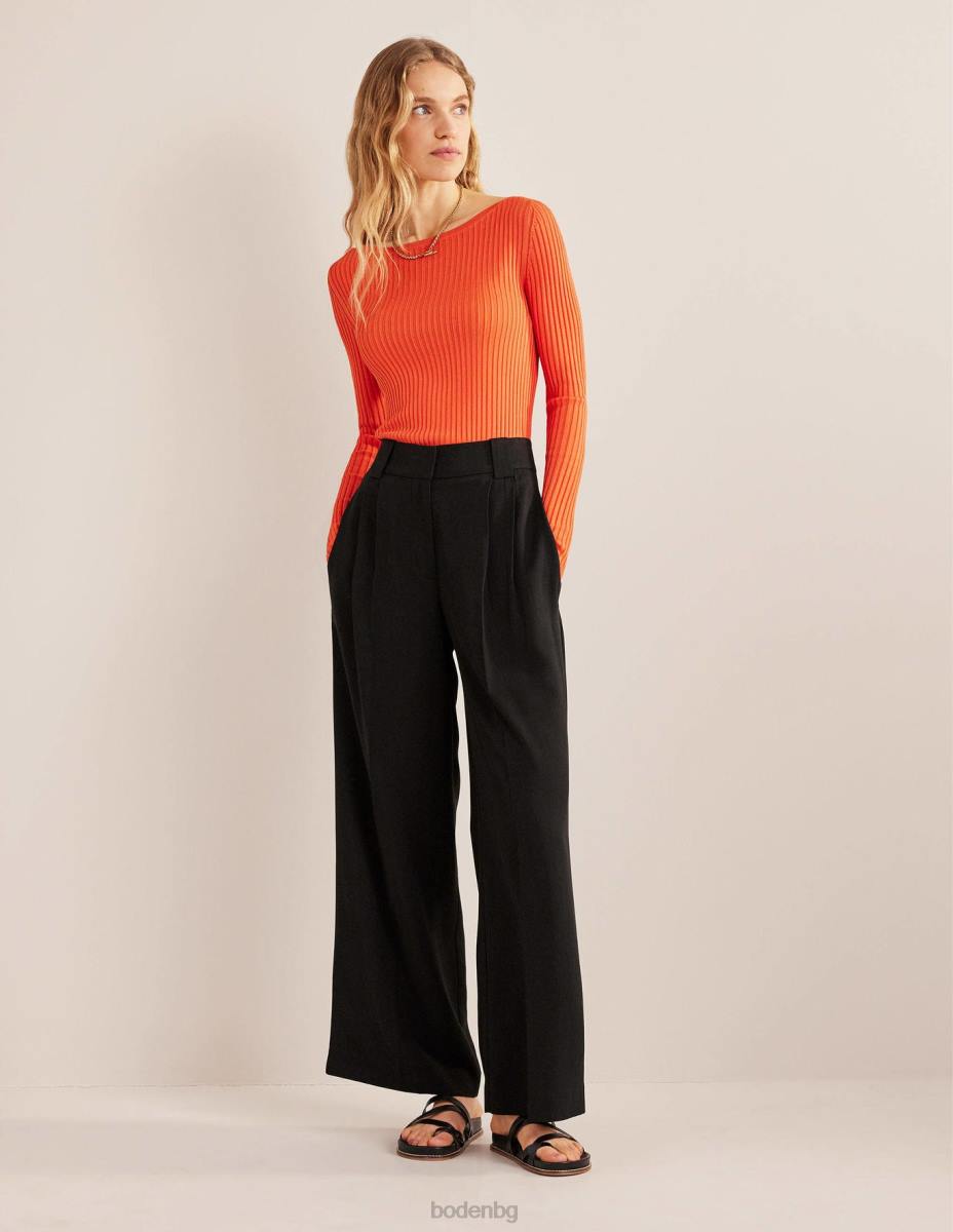 облекло Boden оребрен пуловер с наклонено деколте вермилион червено Жени LL681723