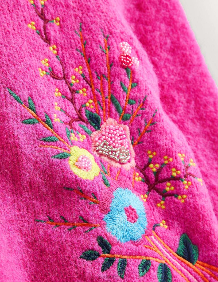 облекло Boden пухкав пуловер с флорални детайли шокиращо розово цвете Жени LL681759