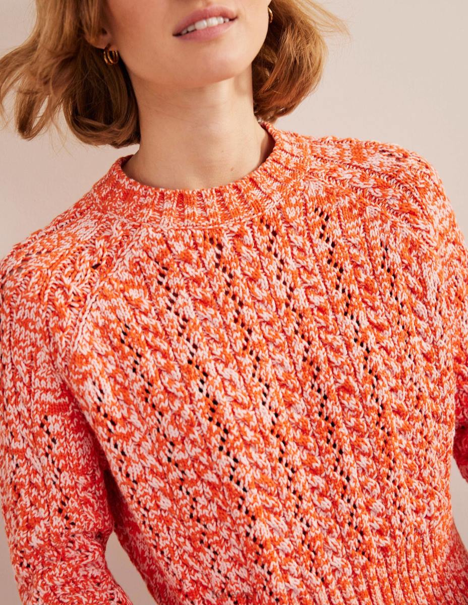облекло Boden мраморен кабелен джъмпер оранжев и розов мергел Жени LL681772