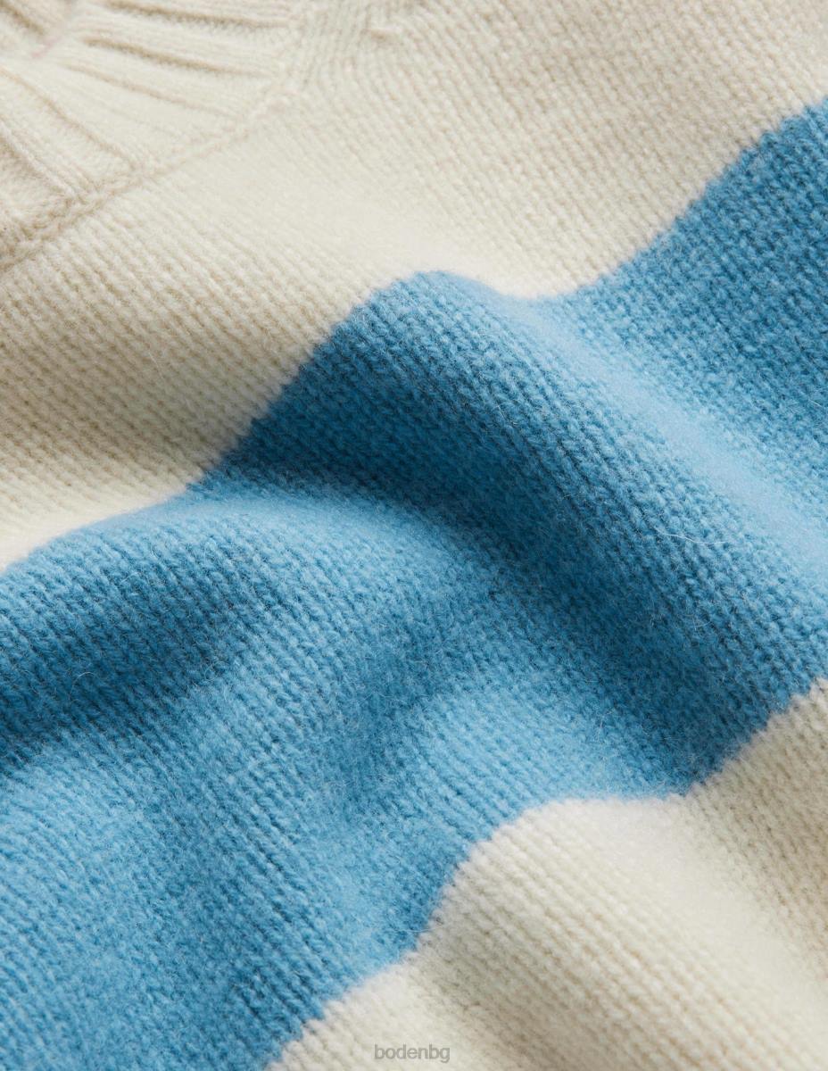 облекло Boden изчеткан вълнен скъсен пуловер ивица от ленено семе и слонова кост Жени LL681809