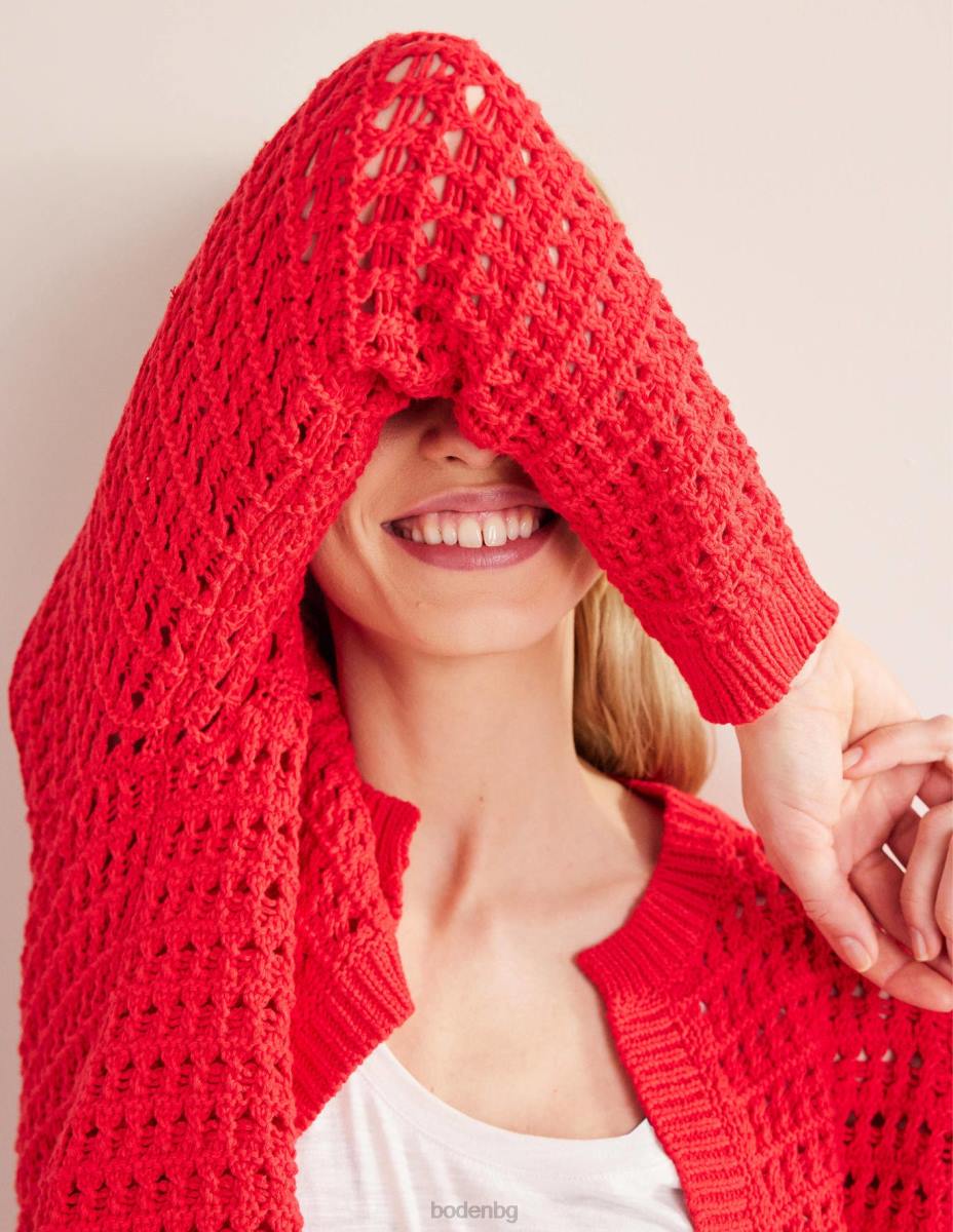 облекло Boden съкратена жилетка за плетене на една кука висок риск червено Жени LL681877