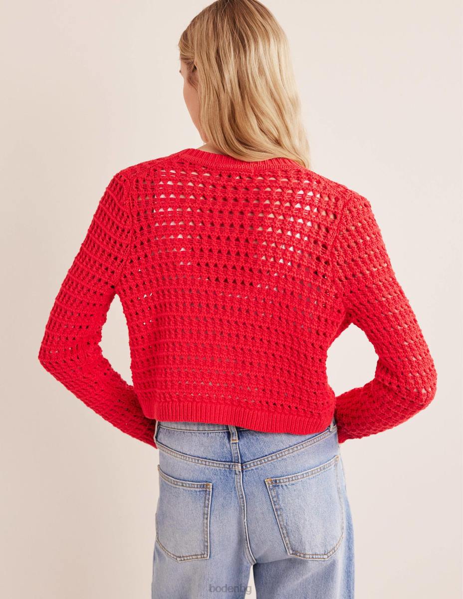 облекло Boden съкратена жилетка за плетене на една кука висок риск червено Жени LL681877