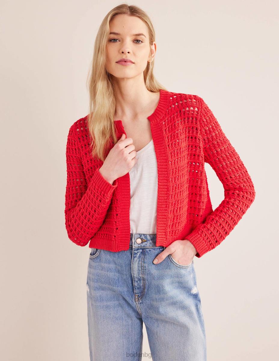 облекло Boden съкратена жилетка за плетене на една кука висок риск червено Жени LL681877