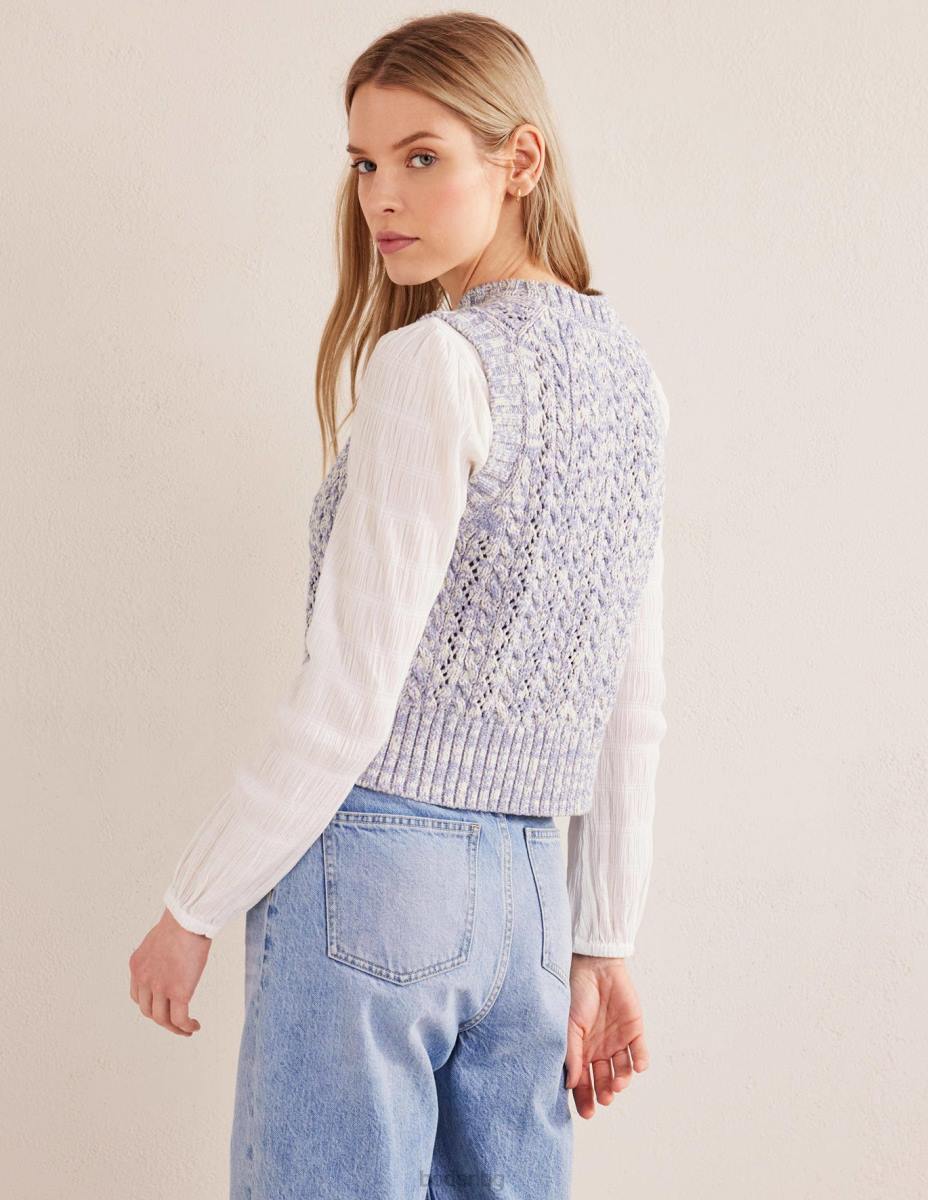 облекло Boden кабел плетен резервоар синя виелица и мергел от слонова кост Жени LL682027