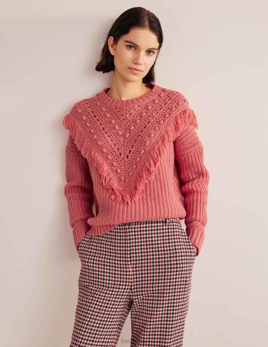 облекло Boden оребрен джъмпер с детайли на ресни избледняла роза Жени LL682028