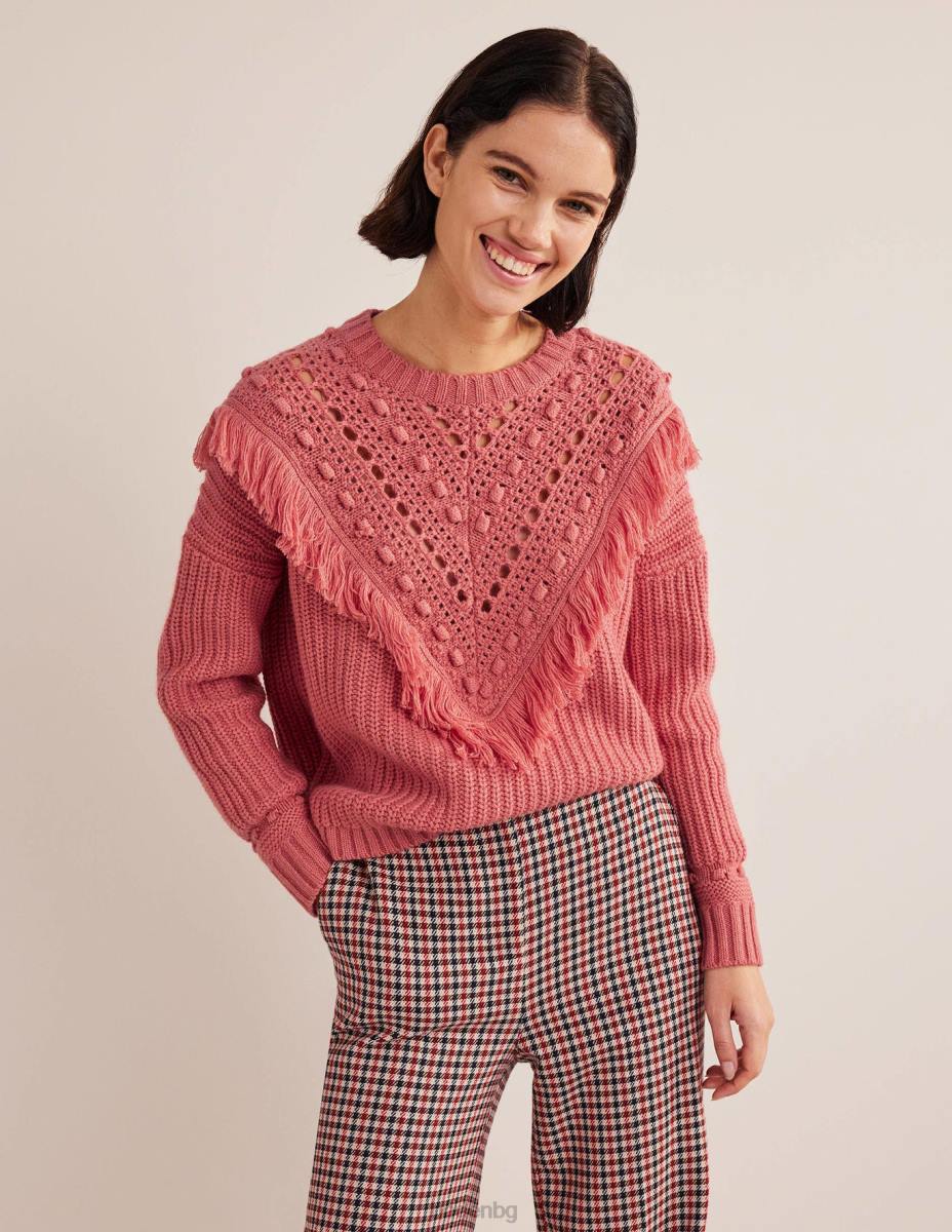 облекло Boden оребрен джъмпер с детайли на ресни избледняла роза Жени LL682028