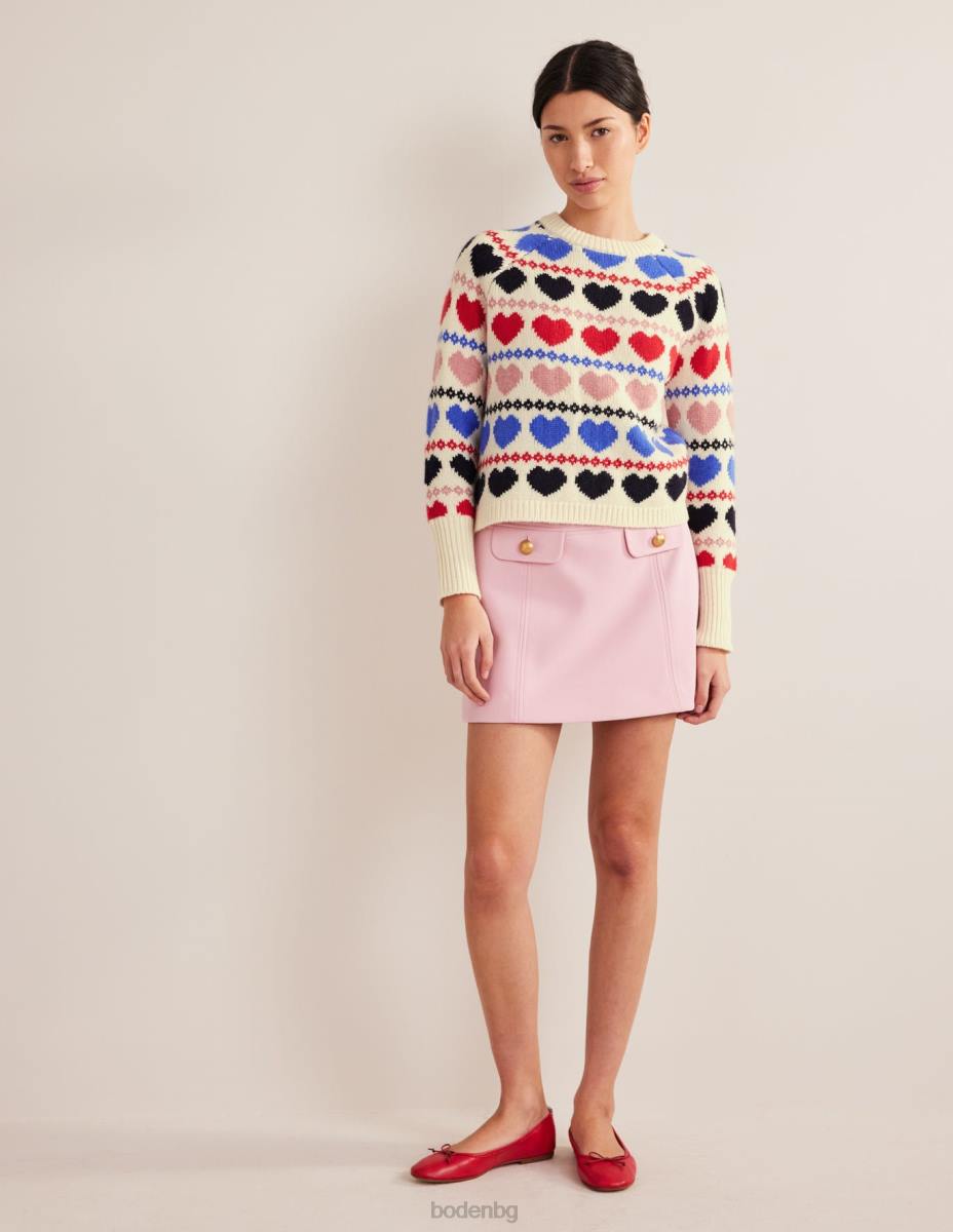 облекло Boden масивен джъмпер с островърхи сърце от слонова кост Жени LL682037