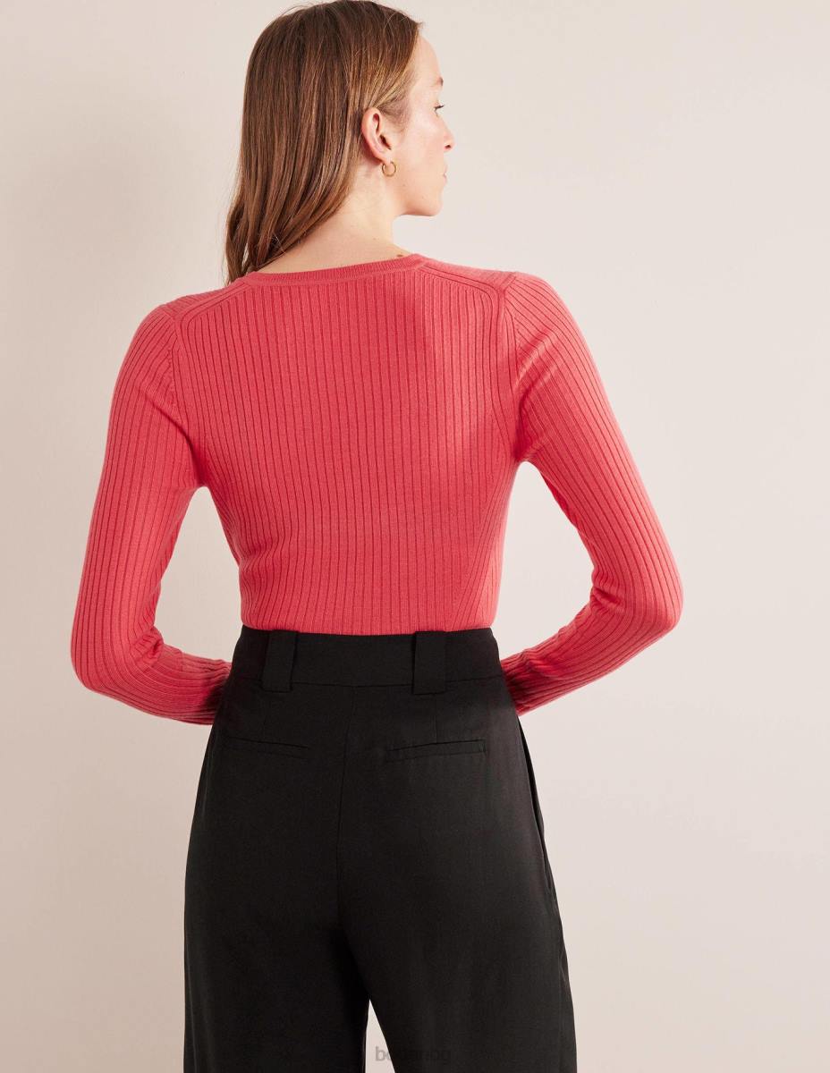 облекло Boden оребрен мериносов пуловер корал Жени LL682088