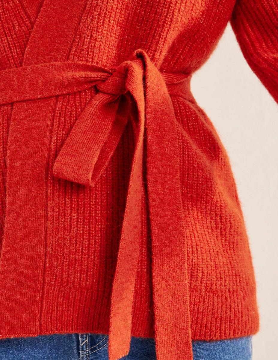 облекло Boden пухкава жилетка с колан домат Жени LL682103