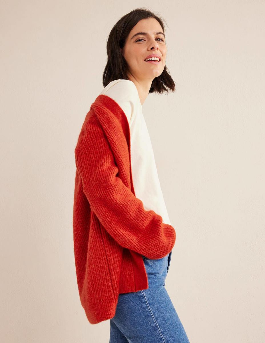 облекло Boden пухкава жилетка с колан домат Жени LL682103