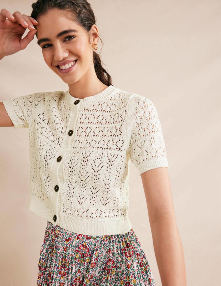 облекло Boden жилетка с кръгло деколте топла слонова кост Жени LL682106