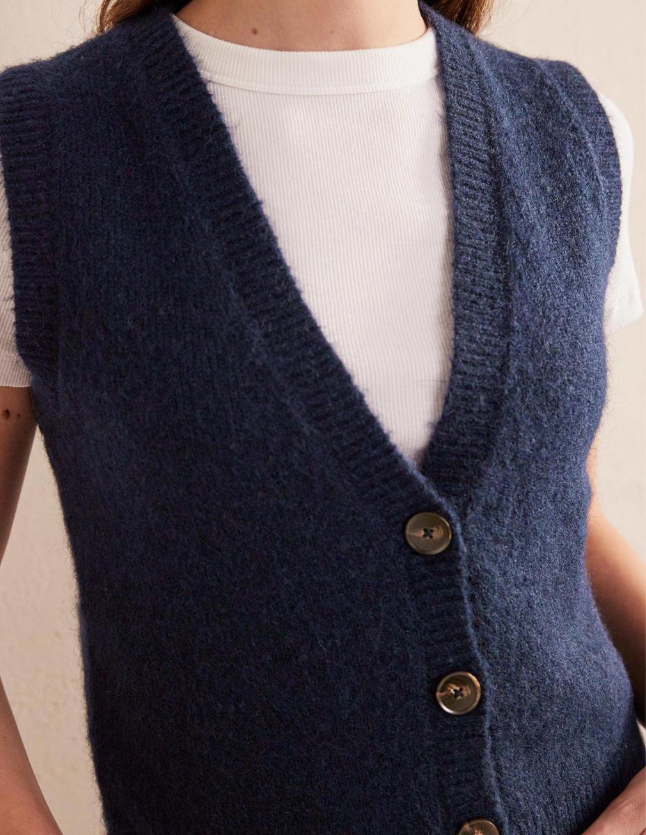 облекло Boden изрязана пухкава жилетка потник военноморски флот Жени LL682120