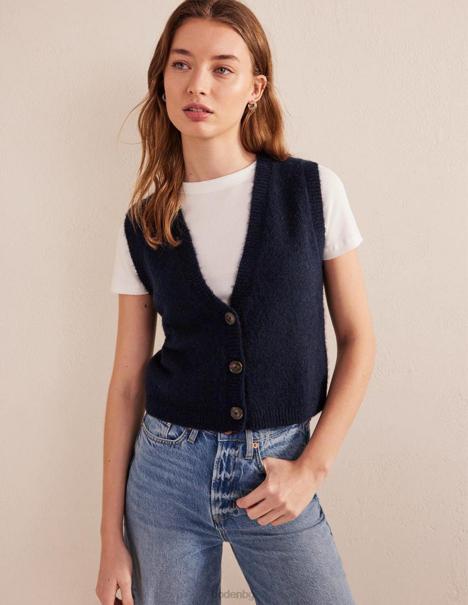 облекло Boden изрязана пухкава жилетка потник военноморски флот Жени LL682120