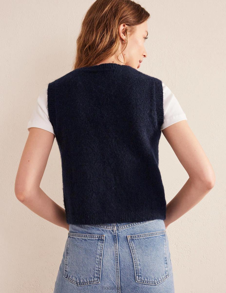 облекло Boden изрязана пухкава жилетка потник военноморски флот Жени LL682120