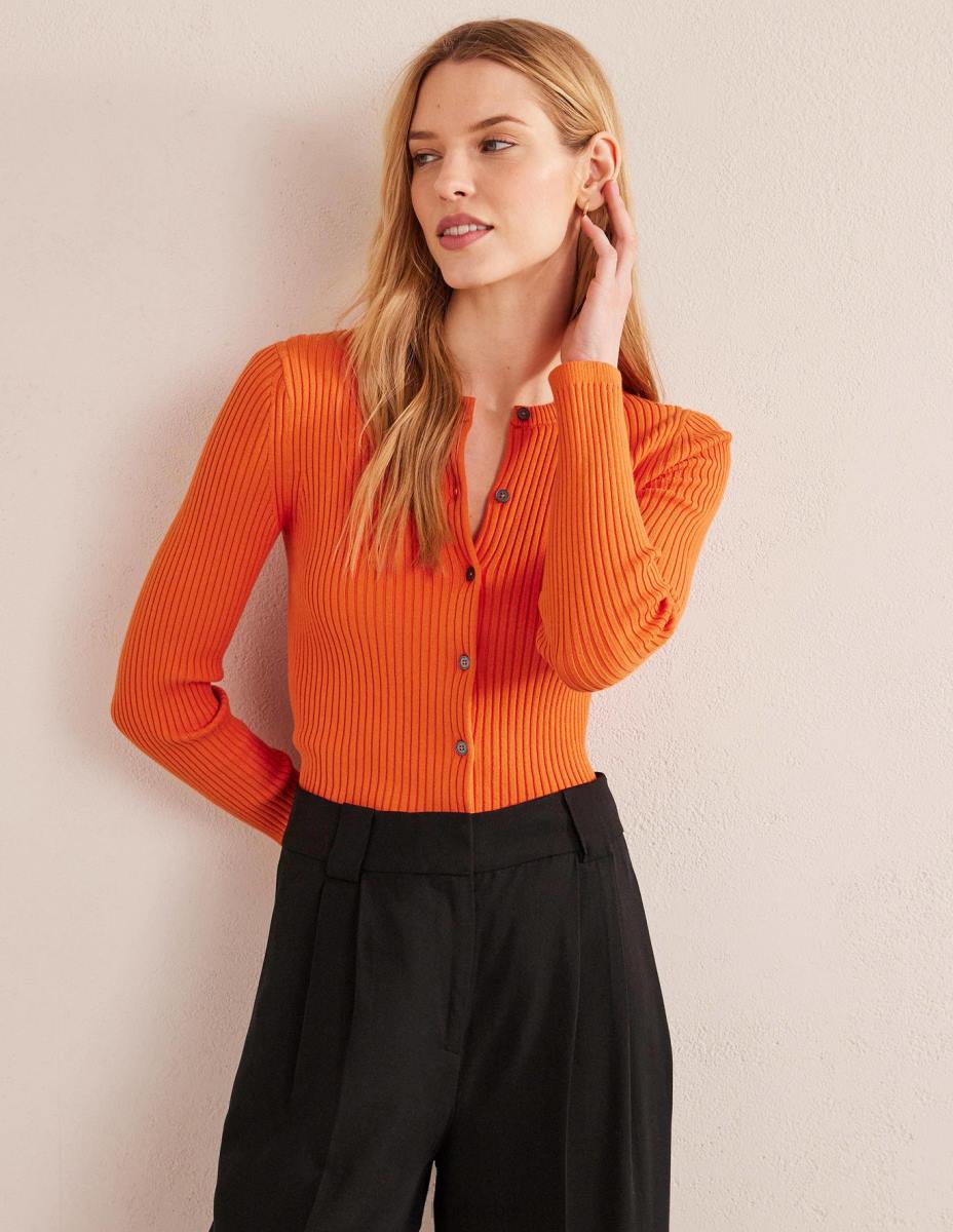 облекло Boden жилетка с оребрени детайли кумкуат Жени LL682121