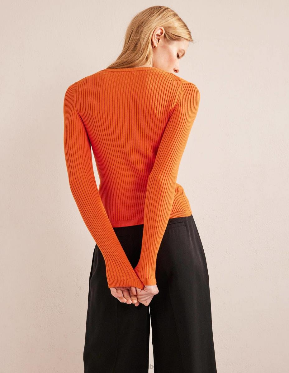 облекло Boden жилетка с оребрени детайли кумкуат Жени LL682121