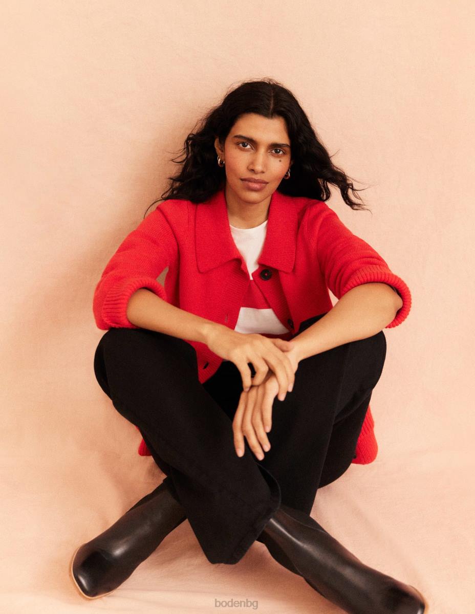 облекло Boden жилетка с яка висок риск червено Жени LL682214