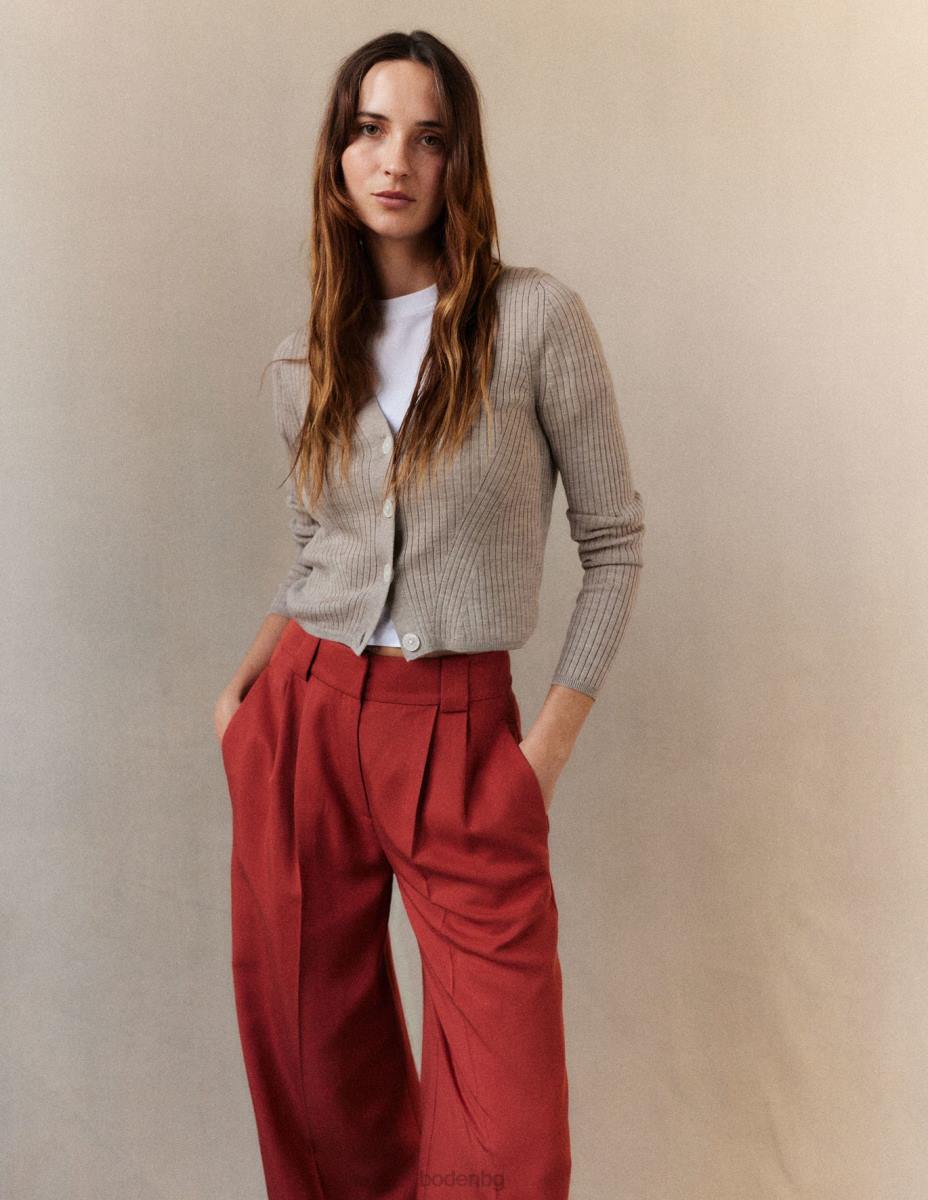 облекло Boden оребрена мериносова жилетка чинчила меланж Жени LL682441