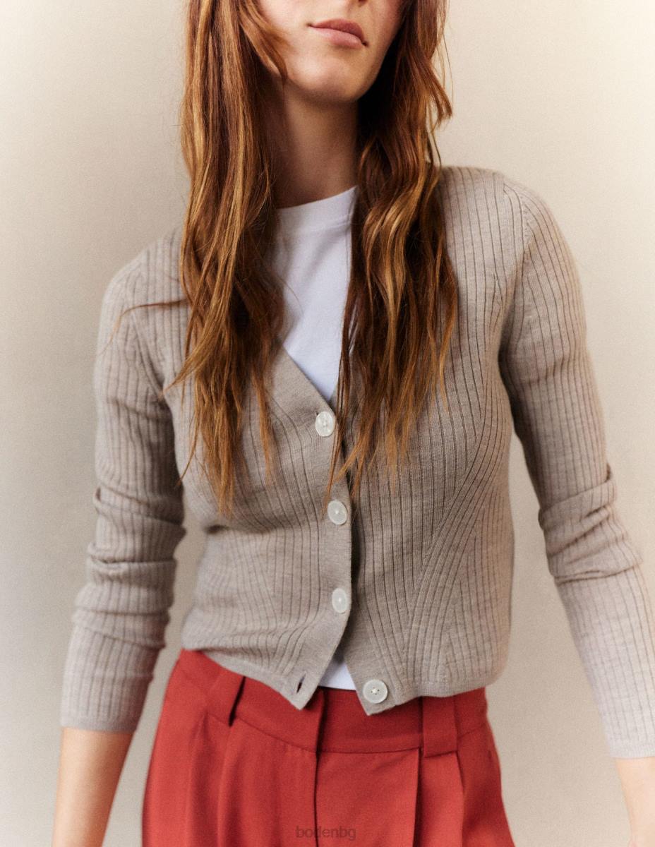 облекло Boden оребрена мериносова жилетка чинчила меланж Жени LL682441