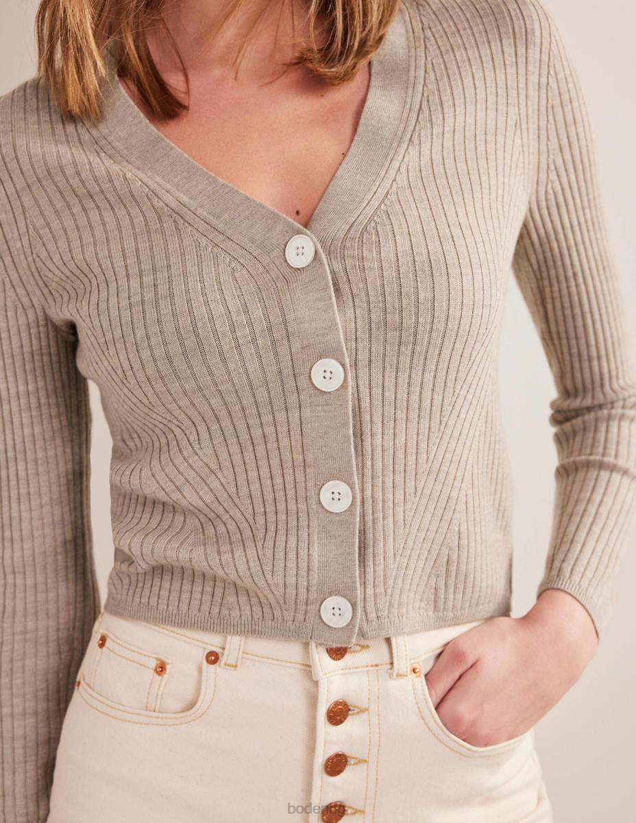 облекло Boden оребрена мериносова жилетка чинчила меланж Жени LL682441