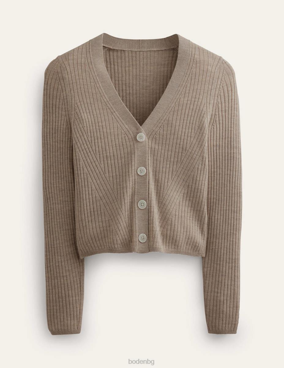 облекло Boden оребрена мериносова жилетка чинчила меланж Жени LL682441