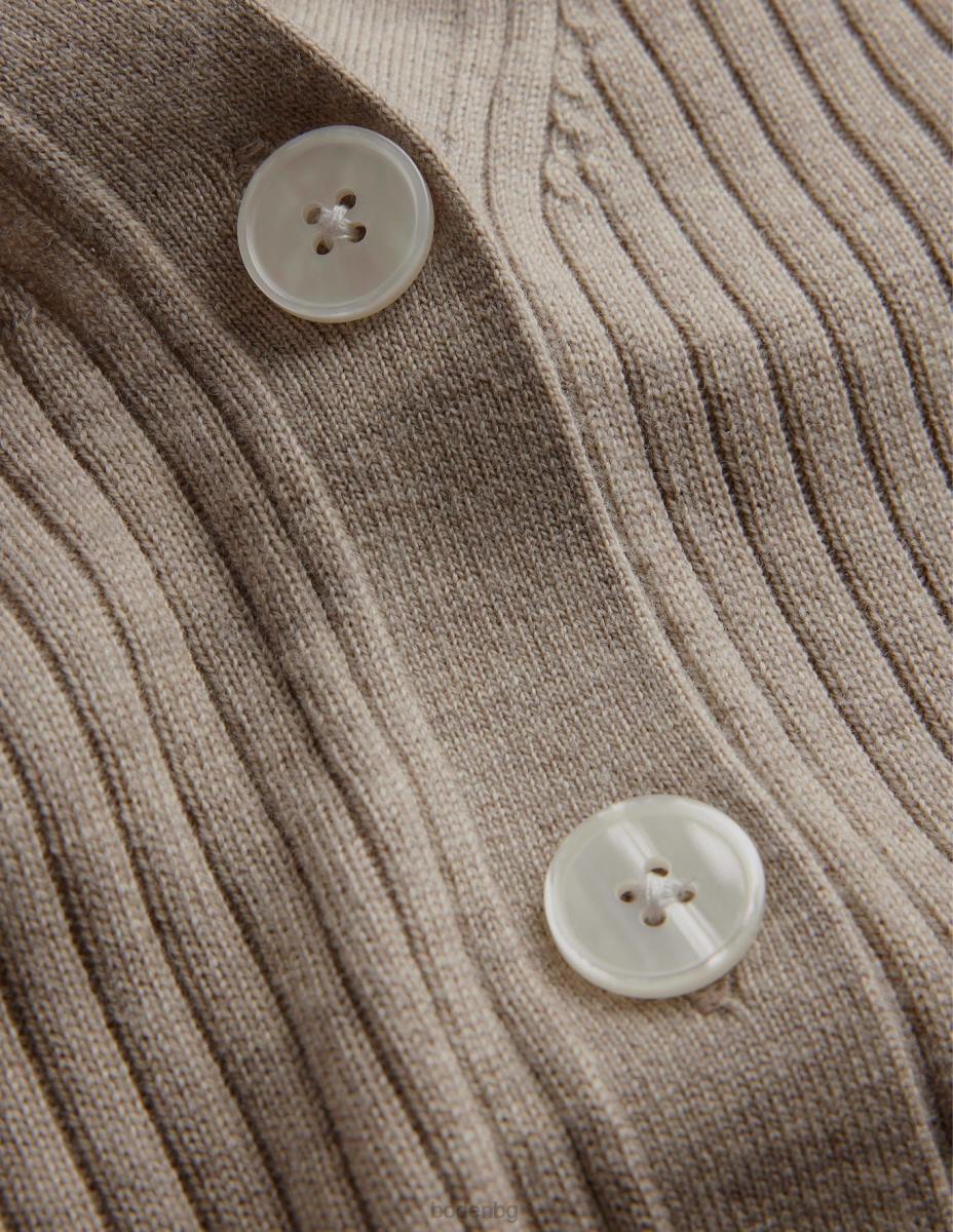 облекло Boden оребрена мериносова жилетка чинчила меланж Жени LL682441