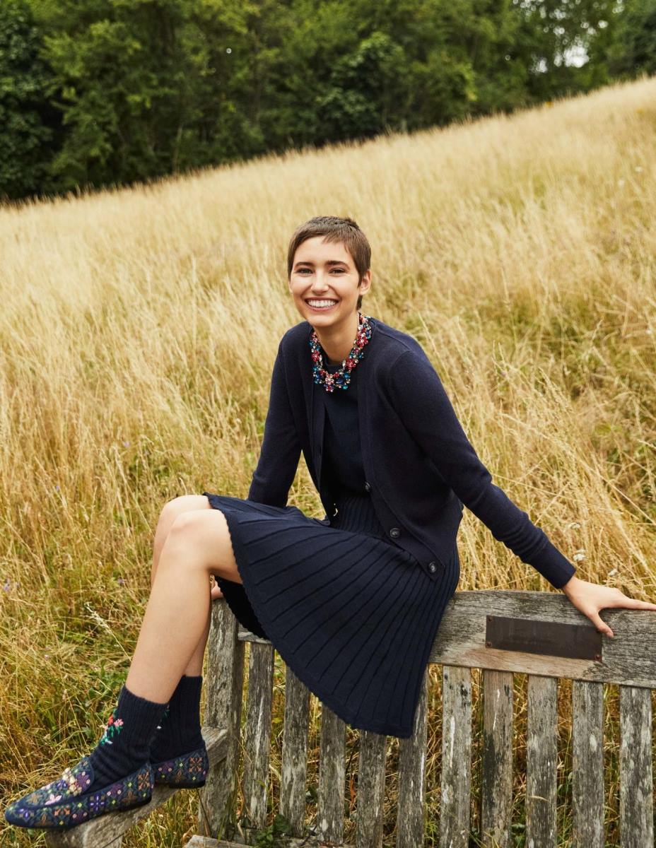 облекло Boden изрязана жилетка от кашмир военноморски флот Жени LL682464