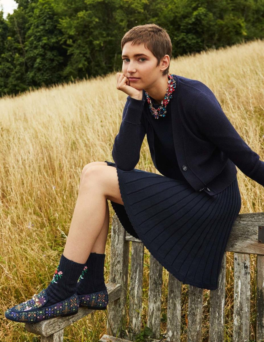 облекло Boden изрязана жилетка от кашмир военноморски флот Жени LL682464