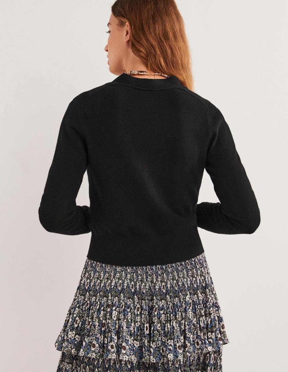 облекло Boden изрязана жилетка от кашмир черен Жени LL682466