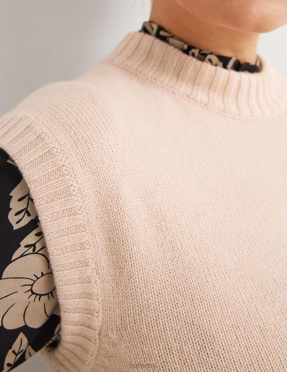 облекло Boden масивен кашмирен потник с кръгло деколте въже Жени LL682474