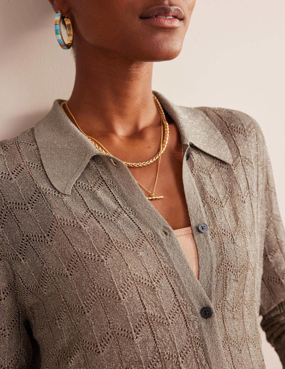 облекло Boden плетена плажна риза метален камък Жени LL68617