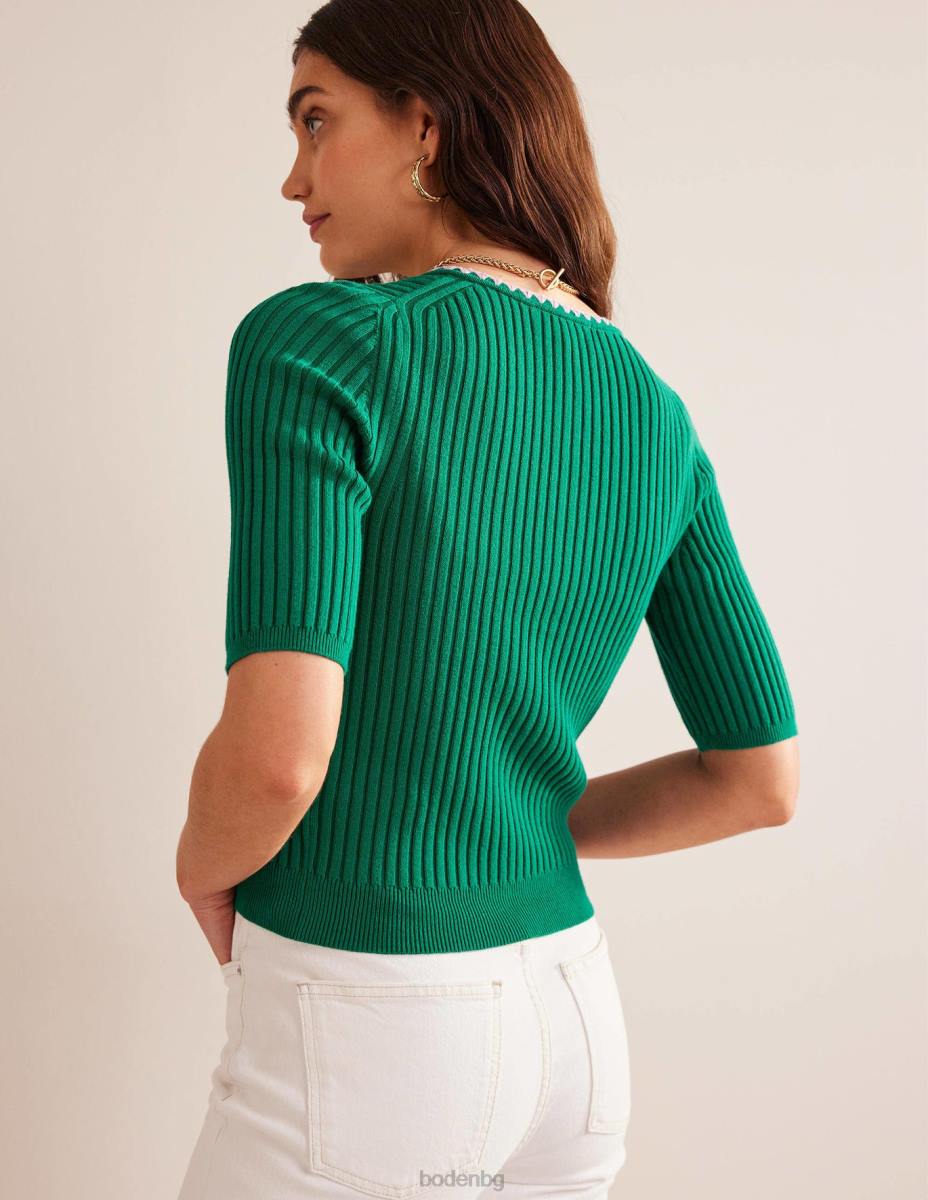 облекло Boden оребрена жилетка с плетене на една кука ярък изумруд Жени LL68618