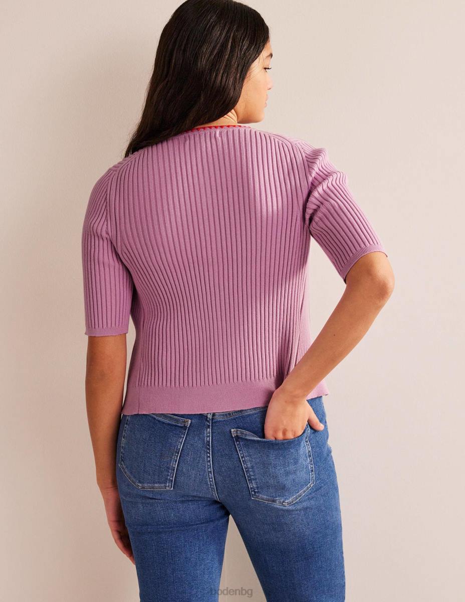 облекло Boden оребрена жилетка с плетене на една кука мека лавандула Жени LL68619