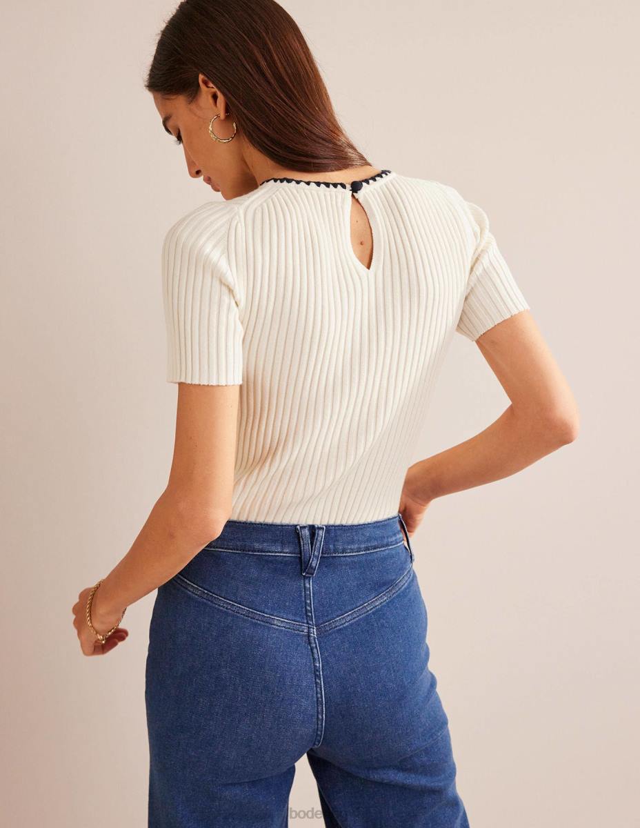 облекло Boden плетена тениска с плетени на една кука слонова кост Жени LL68620