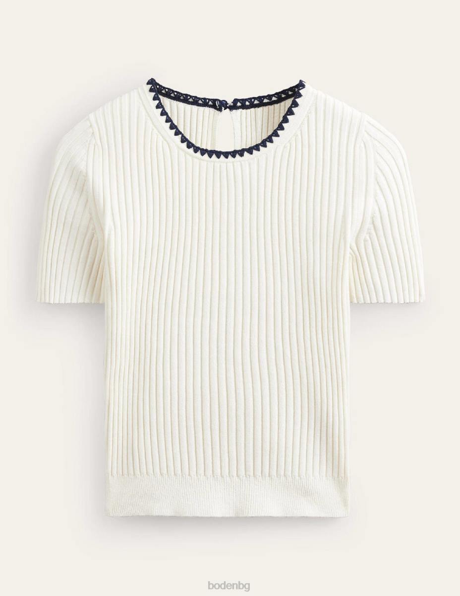 облекло Boden плетена тениска с плетени на една кука слонова кост Жени LL68620