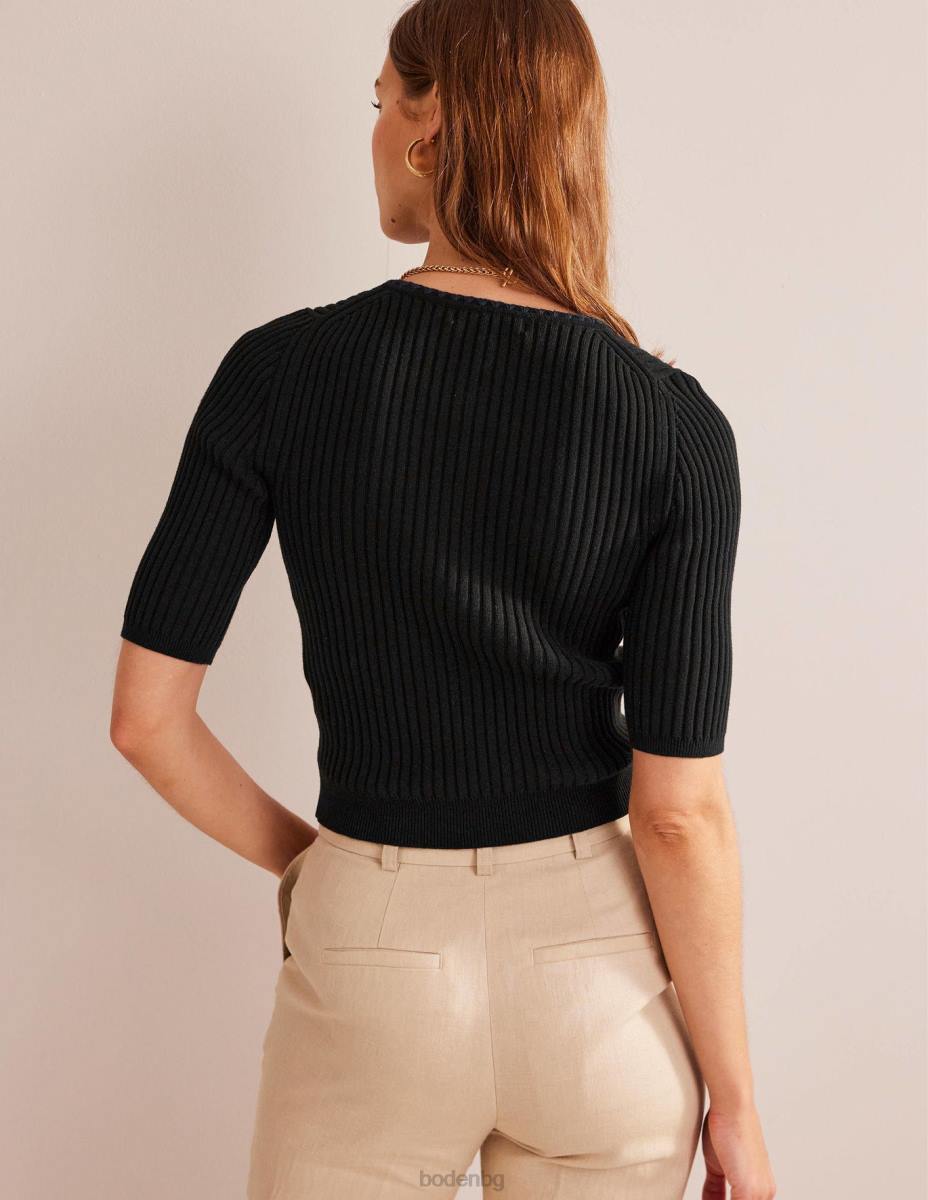 облекло Boden оребрена жилетка с плетене на една кука черен Жени LL68621