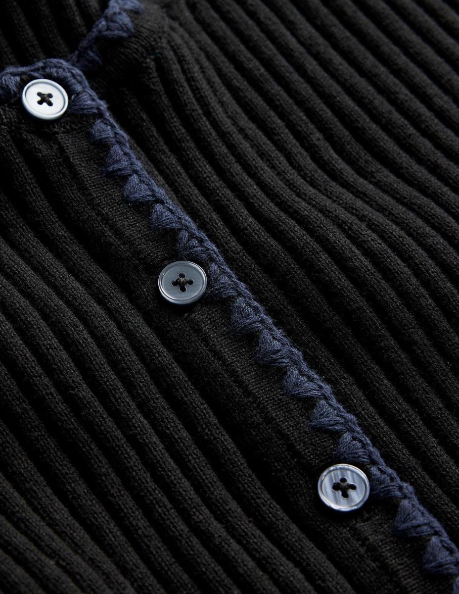 облекло Boden оребрена жилетка с плетене на една кука черен Жени LL68621