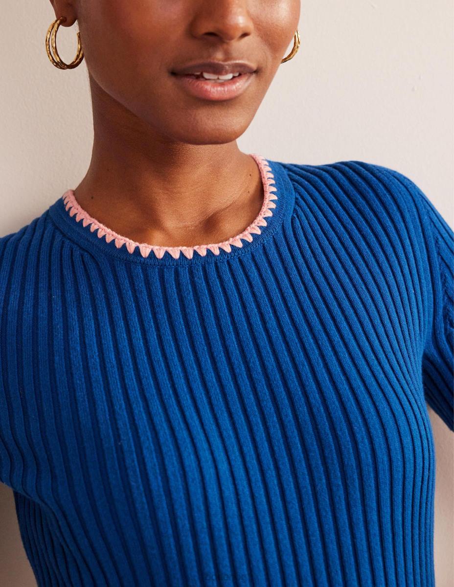 облекло Boden плетена тениска с плетени на една кука сапфир Жени LL68622