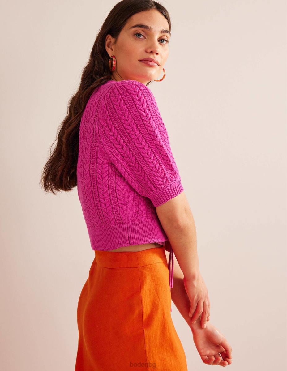 облекло Boden съкратена жилетка с лък флокс розов Жени LL68625