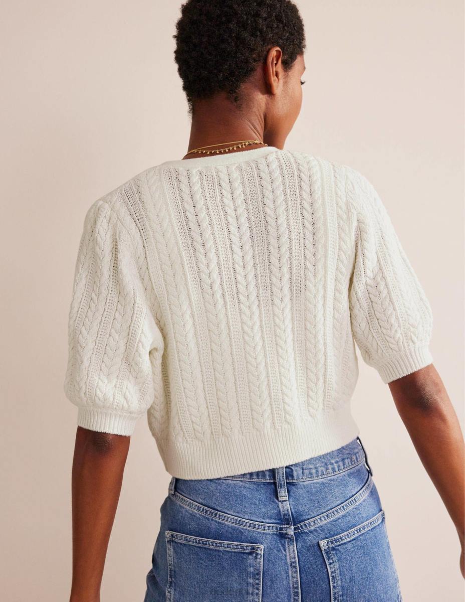 облекло Boden съкратена жилетка с лък топла слонова кост Жени LL68627