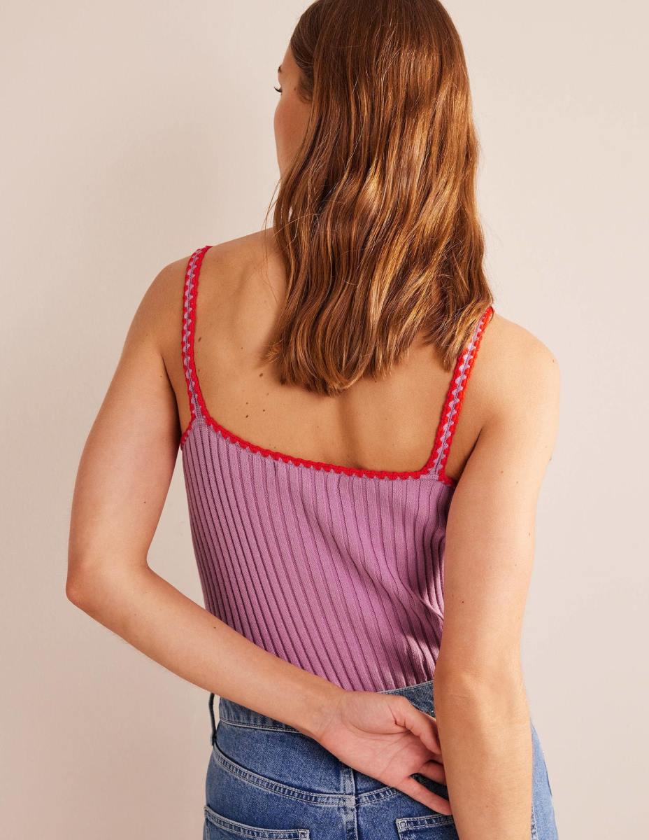 облекло Boden плетена жилетка за плетене на една кука мека лавандула Жени LL68629