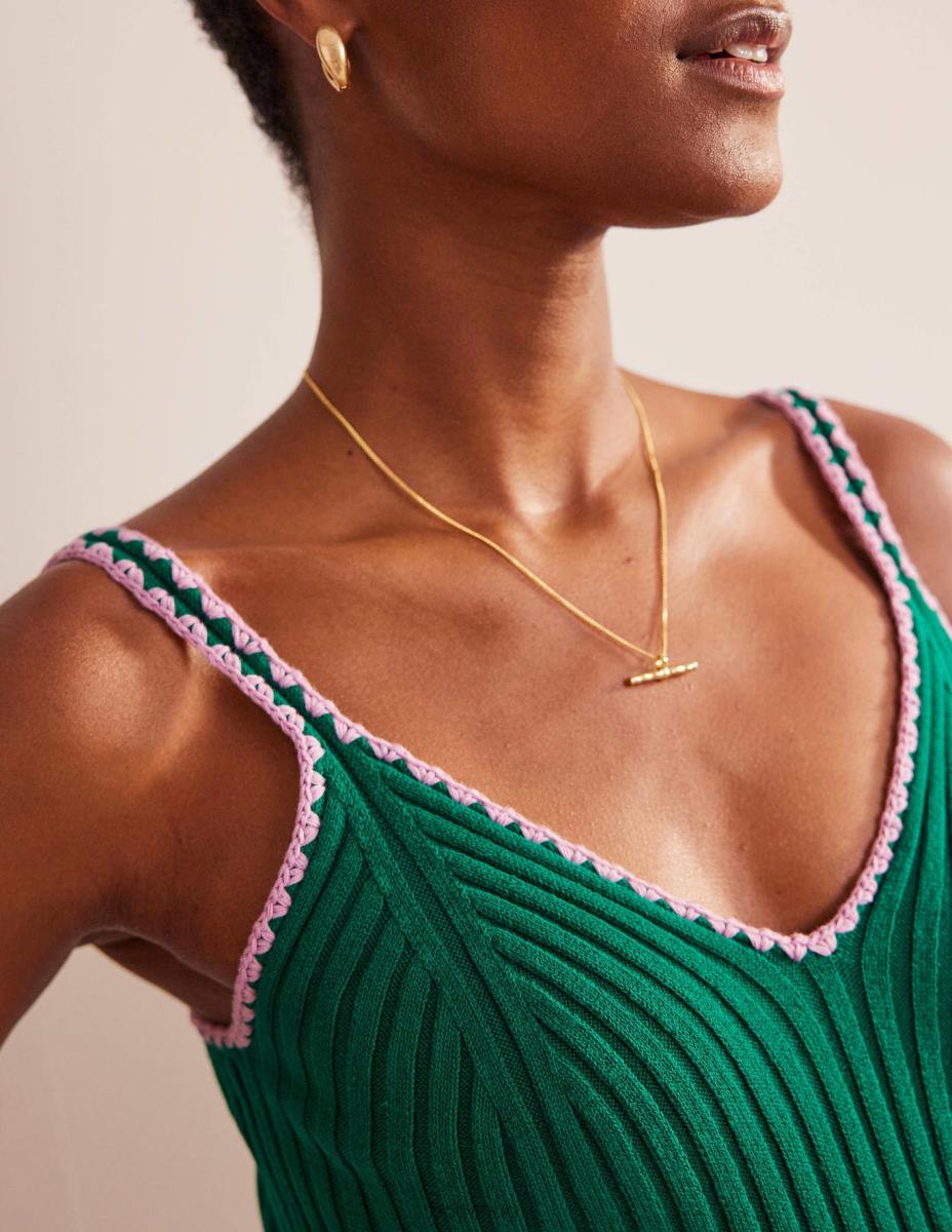 облекло Boden плетена жилетка за плетене на една кука ярък изумруд Жени LL68630