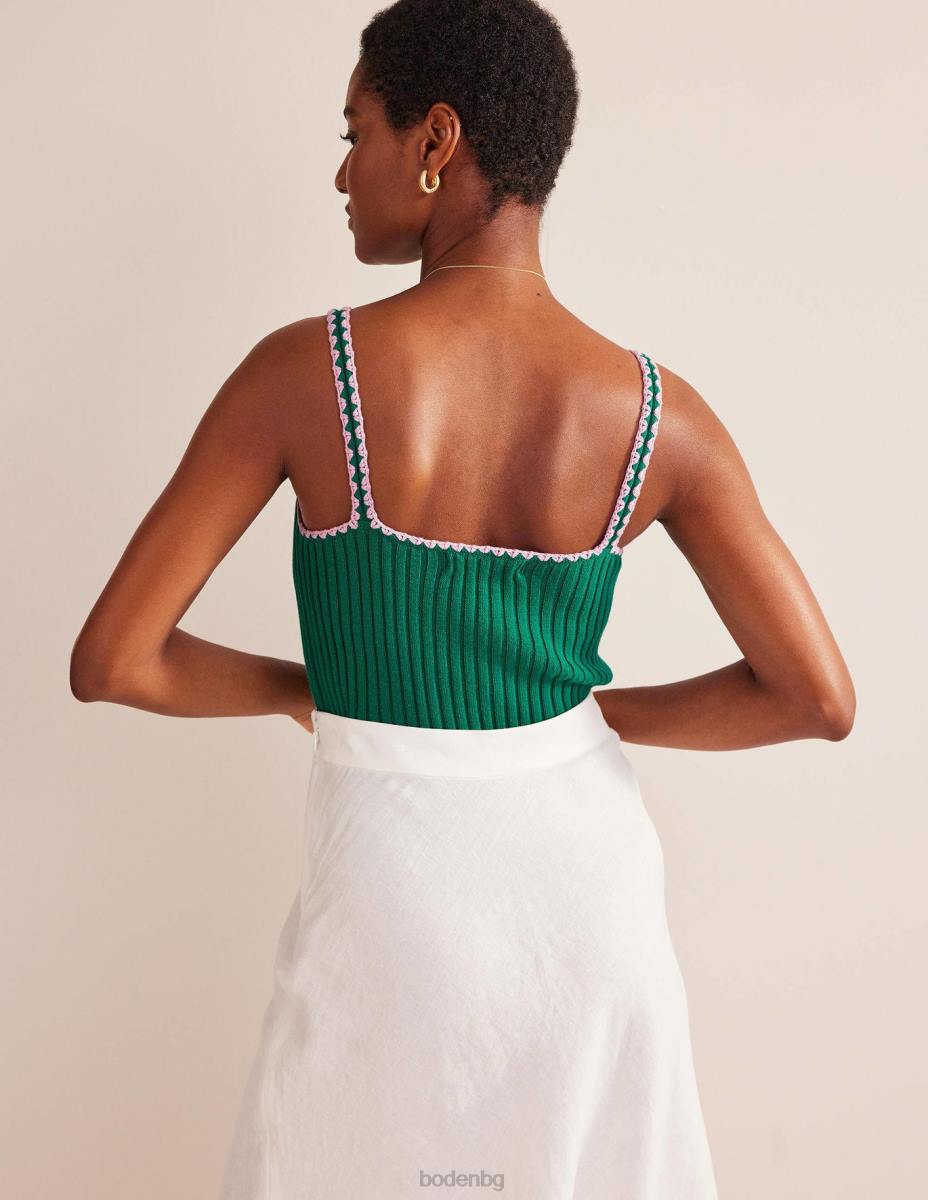 облекло Boden плетена жилетка за плетене на една кука ярък изумруд Жени LL68630