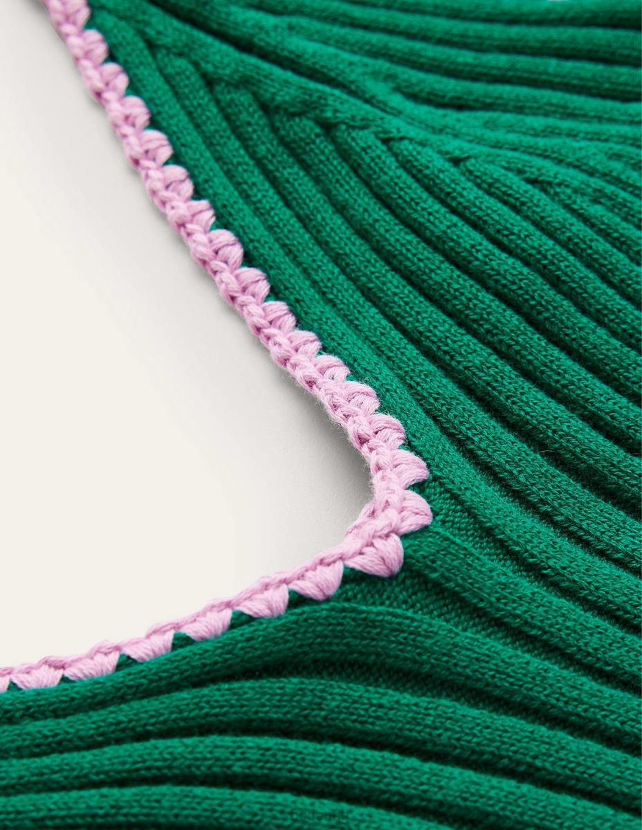 облекло Boden плетена жилетка за плетене на една кука ярък изумруд Жени LL68630