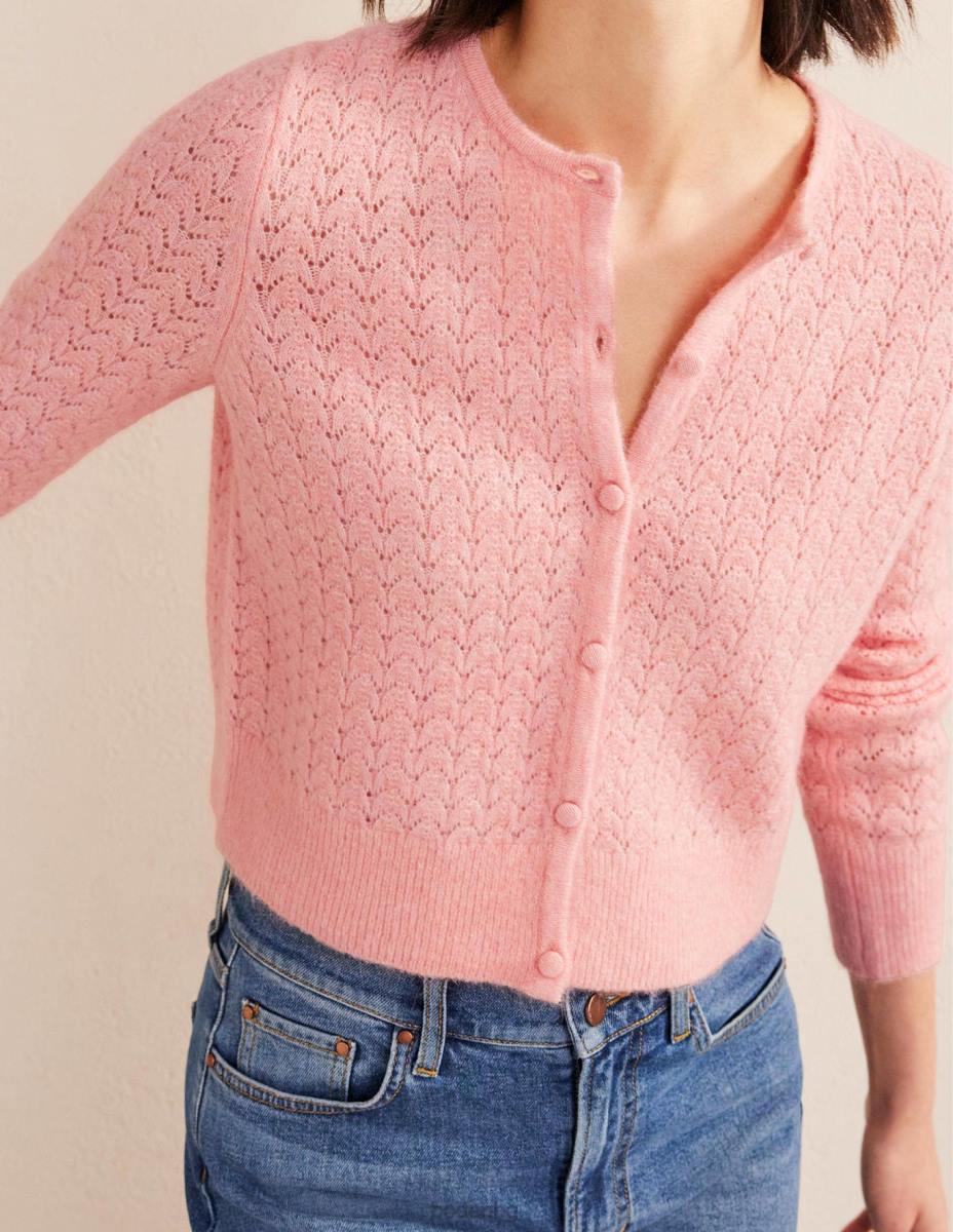 облекло Boden жилетка с дълъг ръкав Pointelle георгина розова Жени LL681267