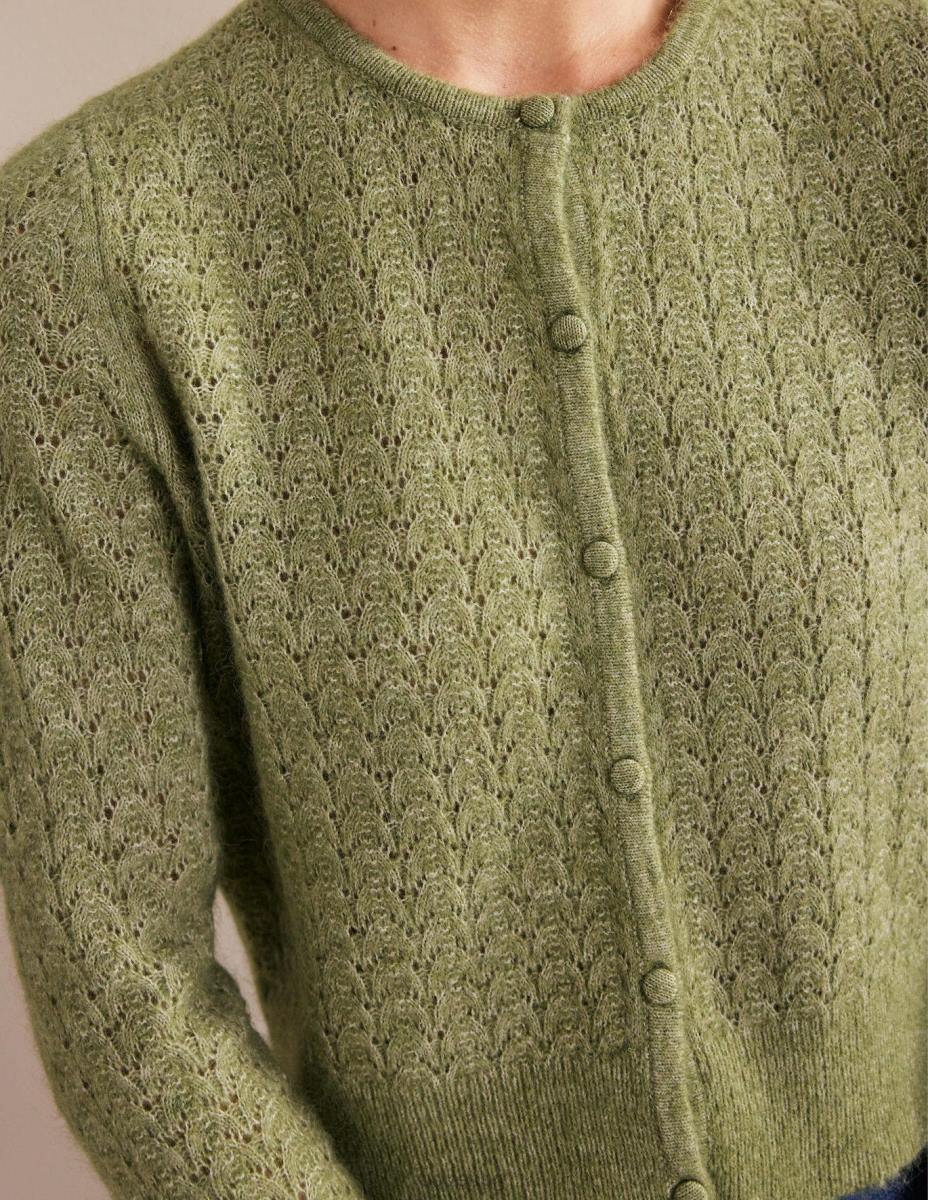 облекло Boden жилетка с дълъг ръкав Pointelle каменно зелено Жени LL681369