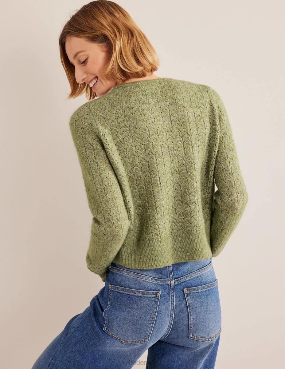 облекло Boden жилетка с дълъг ръкав Pointelle каменно зелено Жени LL681369