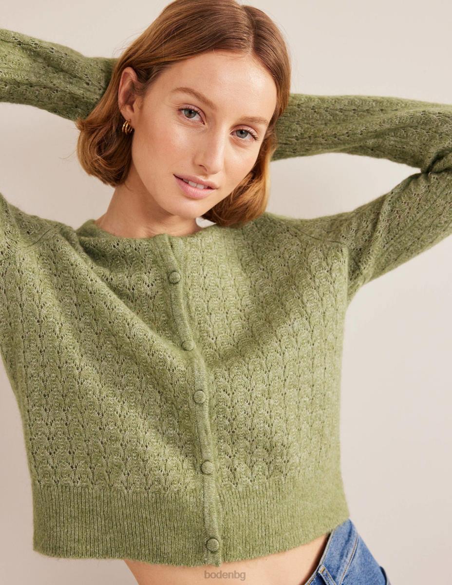 облекло Boden жилетка с дълъг ръкав Pointelle каменно зелено Жени LL681369