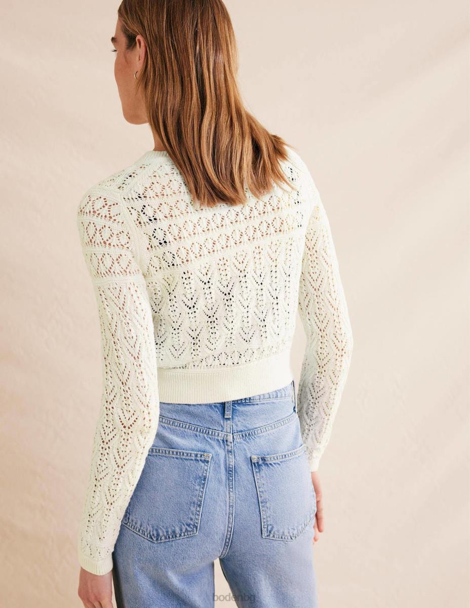 облекло Boden памучна жилетка Pointelle топла слонова кост Жени LL681418