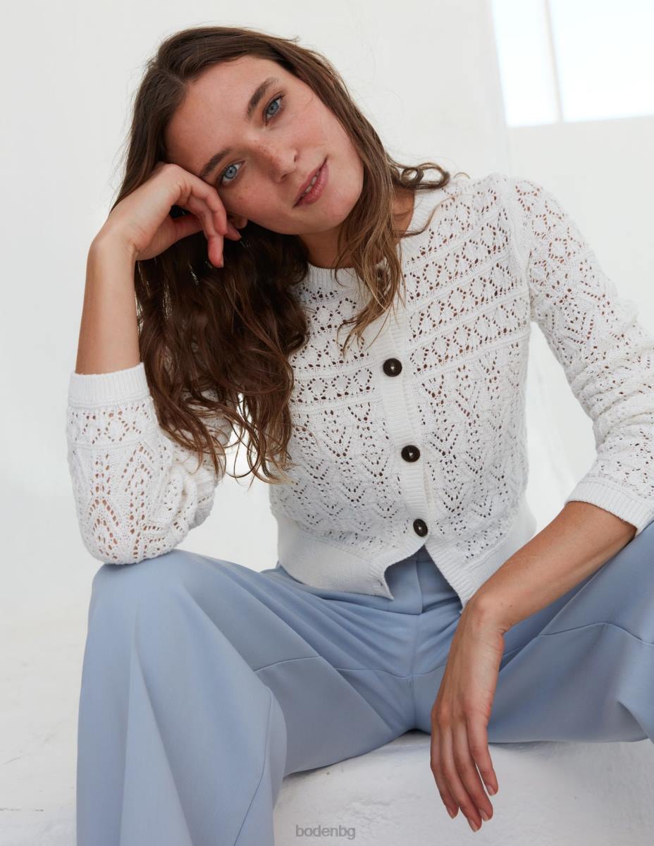 облекло Boden памучна жилетка Pointelle топла слонова кост Жени LL681418